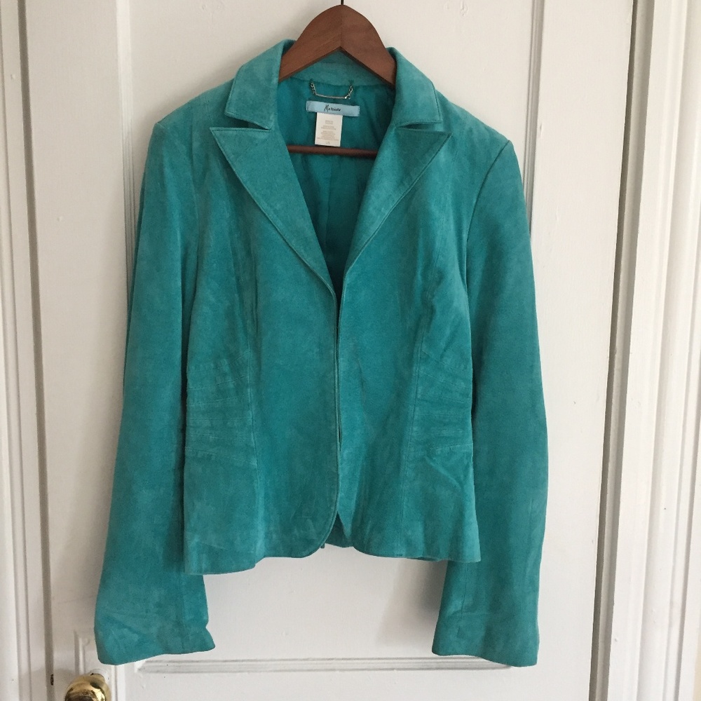 Marciano Light Turquoise Suede Leather Jacket M